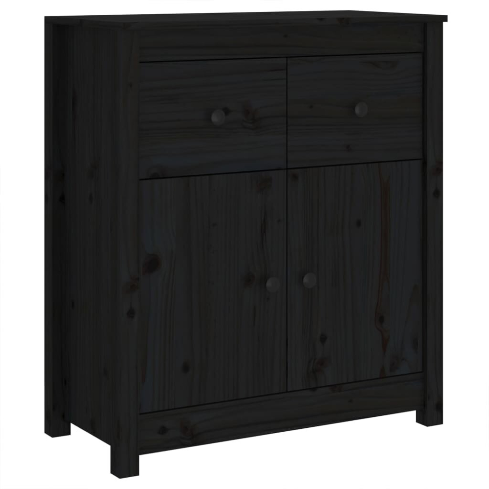 vidaXL Solid Wood Pine Sideboard Black Wooden Cabinet Home Organiser Cupboard