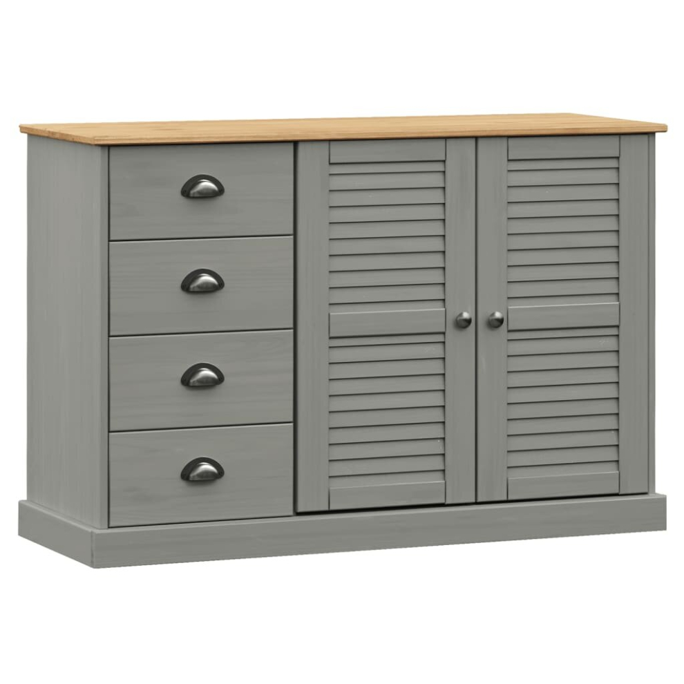 (grey) vidaXL Sideboard Storage Cabinet Cupboard with Drawers VIGO Solid Wood Pine