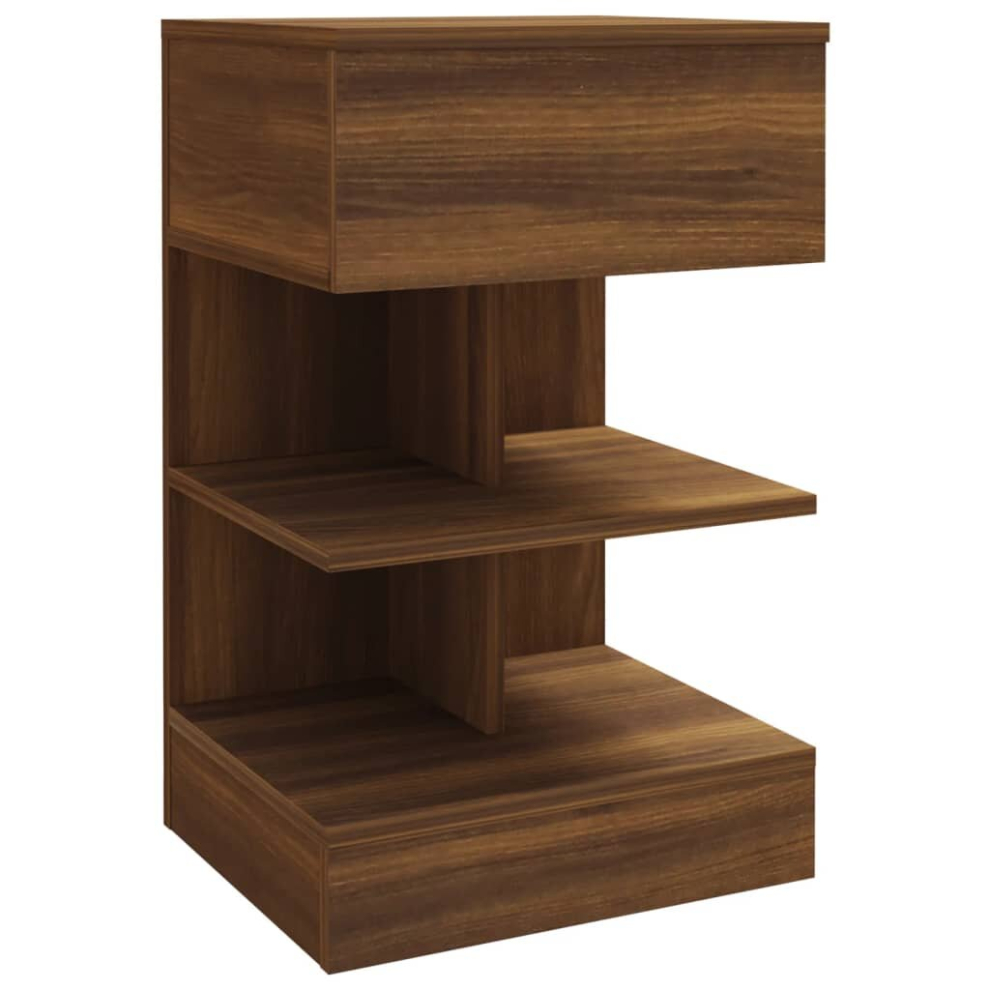 (Brown oak, 1) vidaXL 1/2x Bedside Cabinet Engineered Wood Side Table Storage Multi Colours