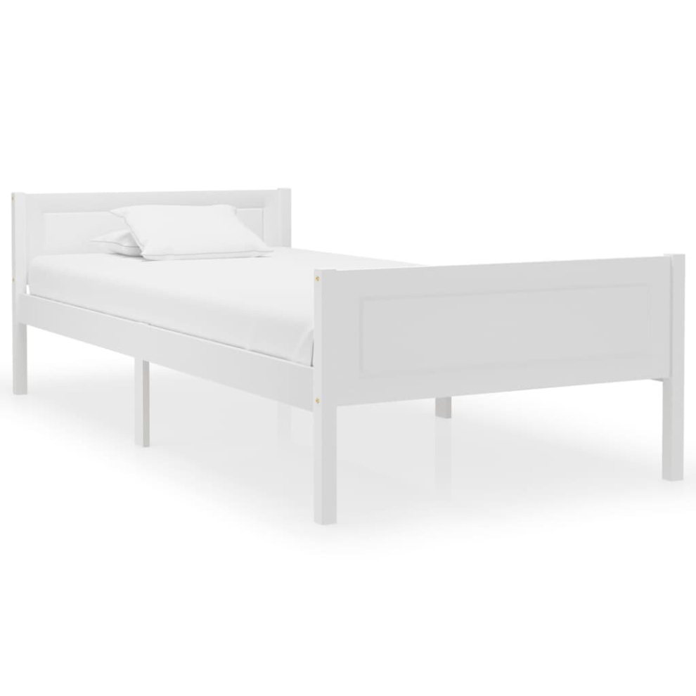 vidaXL Solid Pinewood Bed Frame 100x200 cm White Wooden Bed Base Bedstead