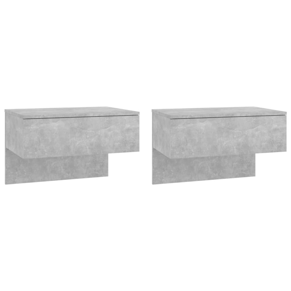 Vidaxl (Concrete Grey, 2) Wall Bedside Cabinet Floating Nightstand Bedside Unit Hanging Cabinet