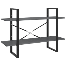 vidaXL Solid Pine Wood 2-Tier Book Cabinet Grey Home Bookcase Storage Rack