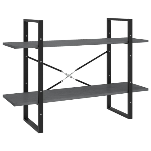 VidaXL vidaXL Solid Pine Wood 2-Tier Book Cabinet Grey Home Bookcase Storage Rack