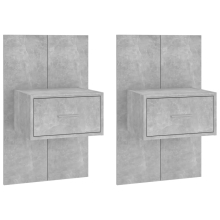(concrete grey, 2) vidaXL Wall Bedside Cabinet Floating Nightstand Bedside Unit Hanging Cabinet