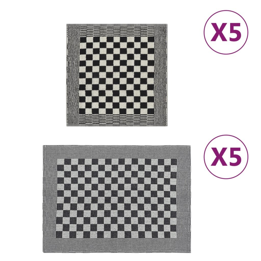 (black and white, 10 pcs) vidaXL Towel Set Kitchen Dish Cloth Tea Towel Dish Towels Blue and Cotton