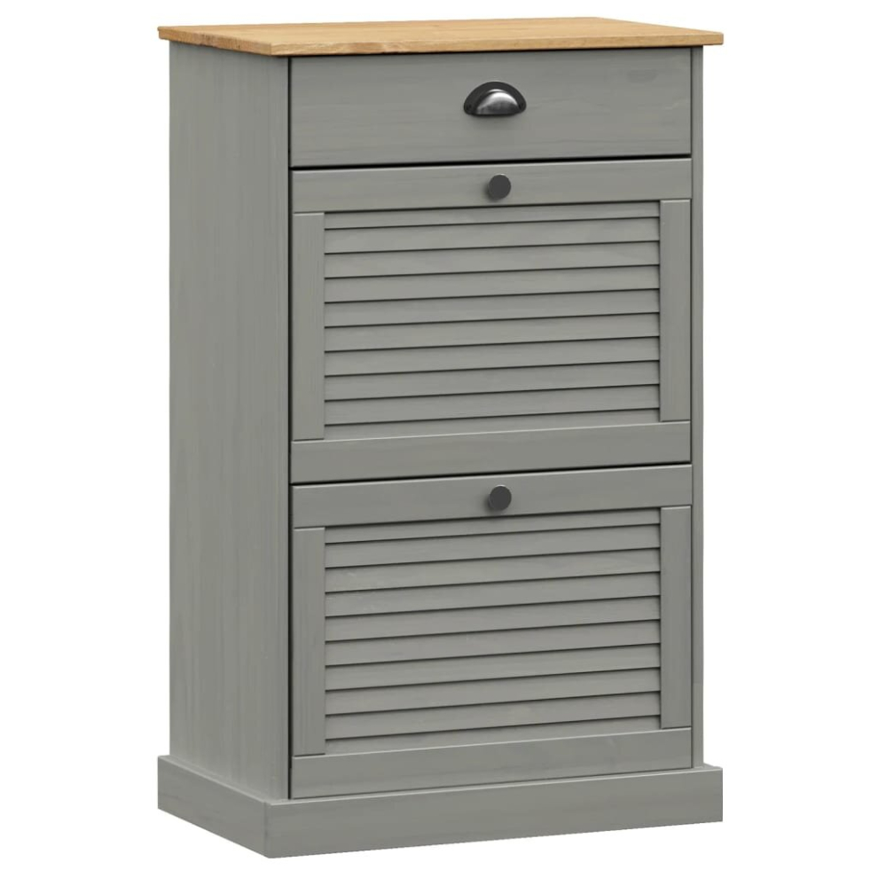 Vidaxl (Grey) Shoe Cabinet Shoe Storage Shoe Rack Shoe Cupboard Vigo Solid Wood Pine