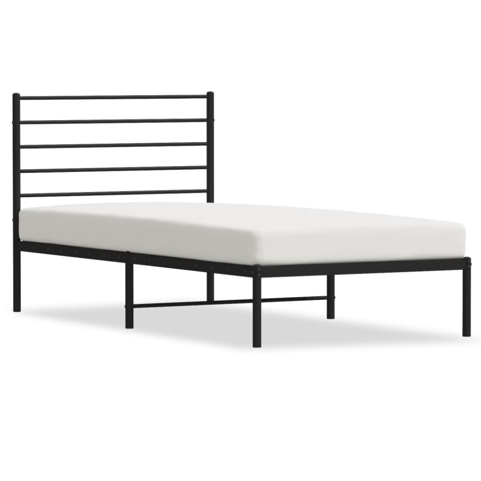 (black, 75 X 190 cm/with headboard) vidaXL Metal Bed Frame With Headboard Bed Base Mattress Foundation Bedstead