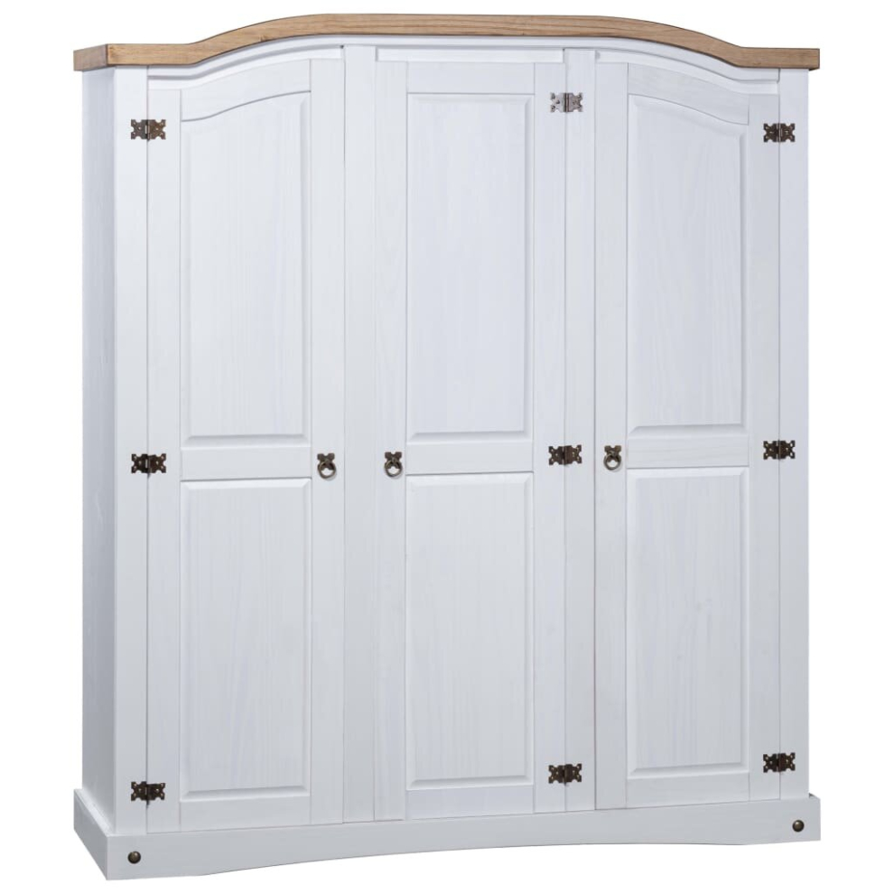 vidaXL Wardrobe Clothes Cabinet Closet Mexican Pine Corona Range 3 Doors White