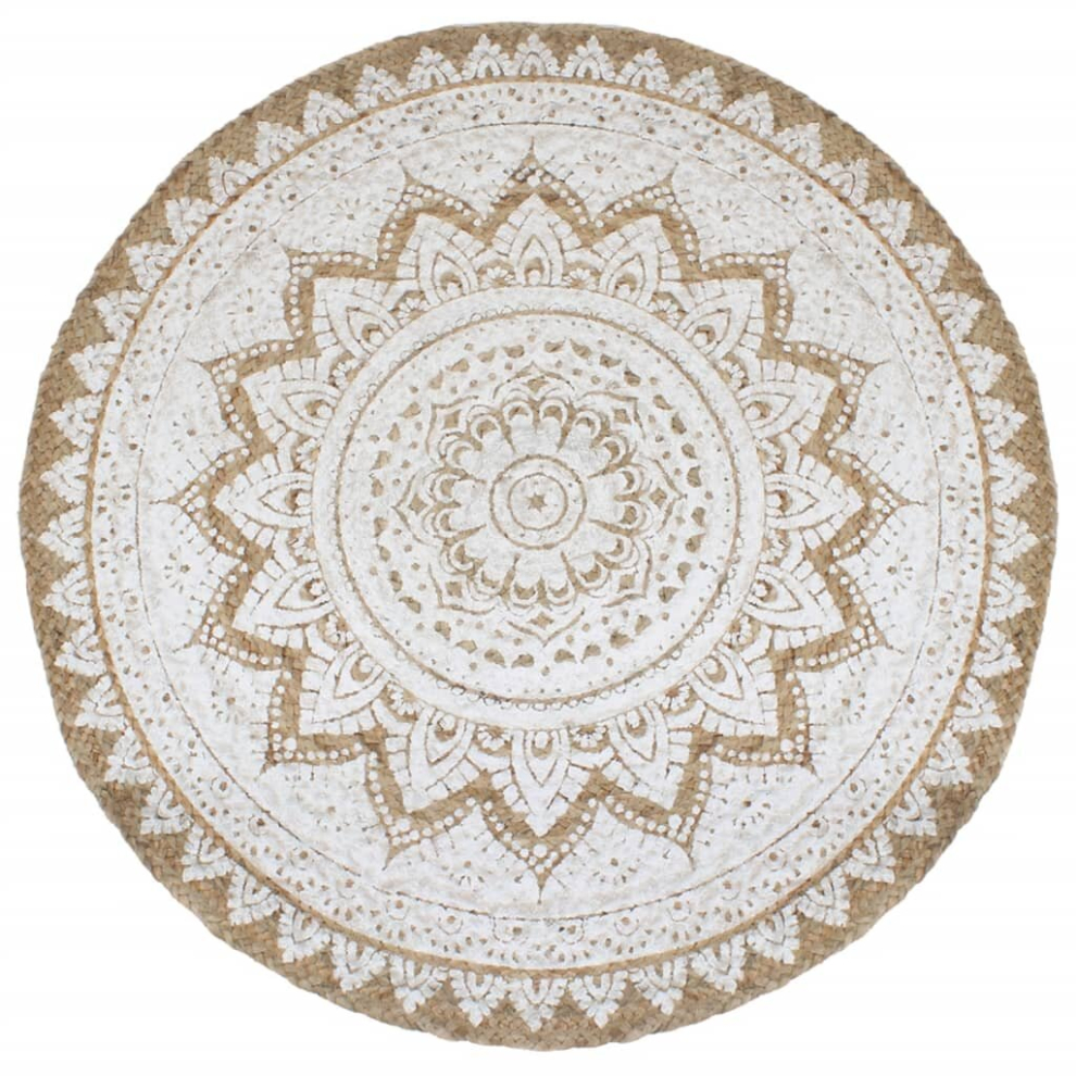 (180 cm) vidaXL Area Rug Braided Jute Printed Round Indoor Floor Carpet Multi Sizes