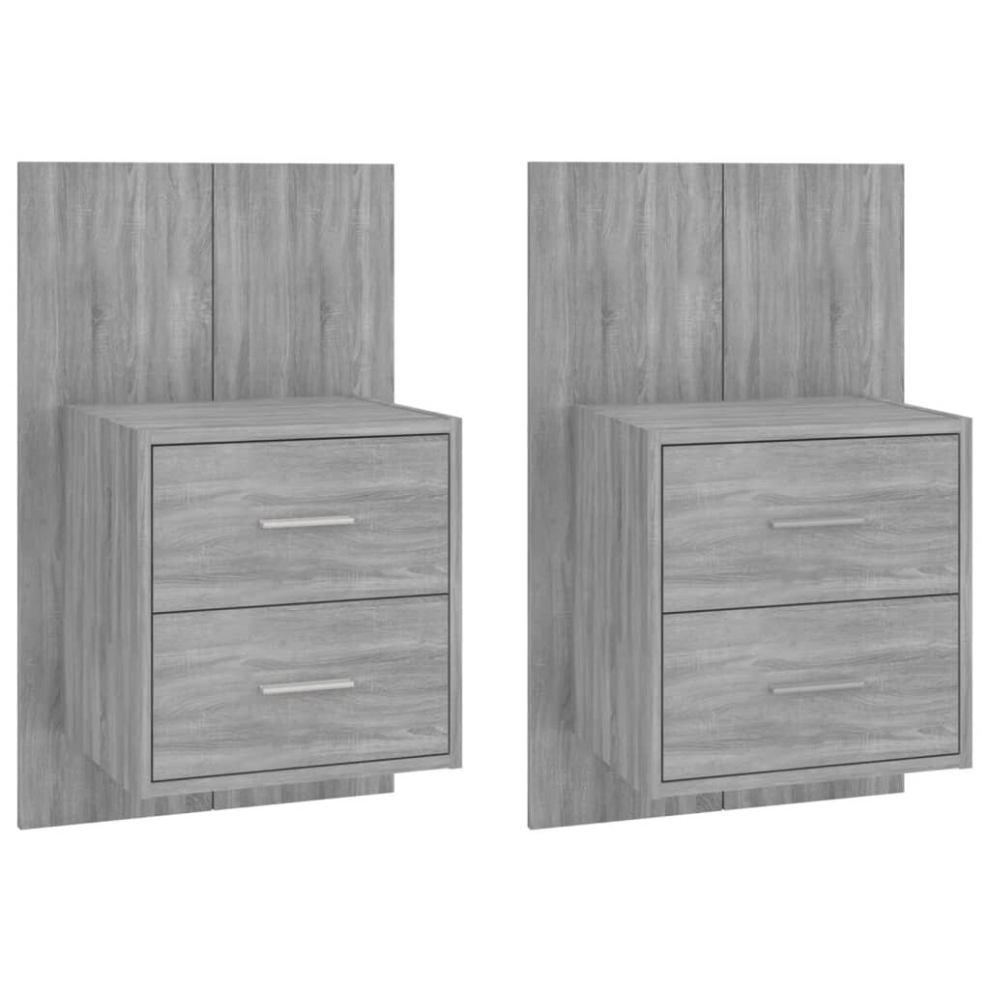 Vidaxl ( Sonoma, 2) Wall Bedside Cabinet Floating Nightstand Bedside Unit Hanging Cabinet Grey