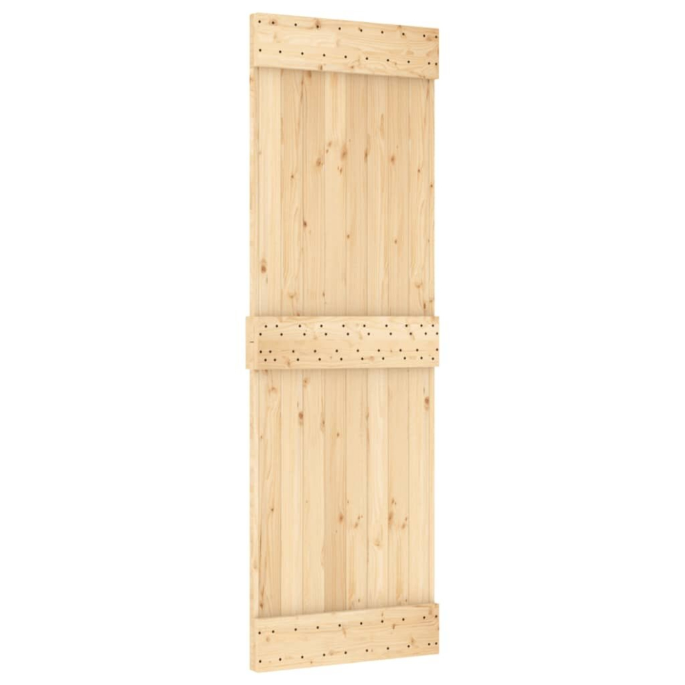 (70 x 210 cm) vidaXL Solid Pine Wood Door Porch Wooden Sliding Entrance Door Home Front Door