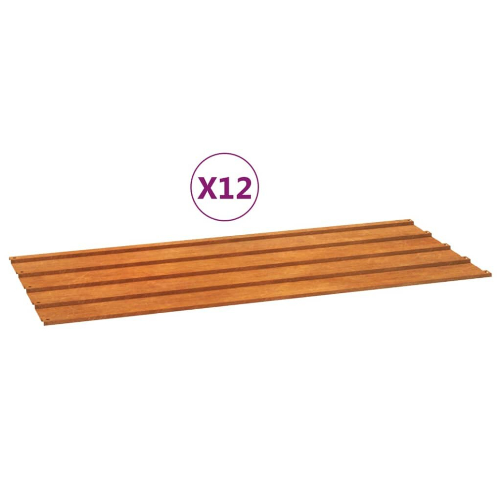 (100 X 44 Cm/ 12 Pcs) Vidaxl Roof Panels Window Metal Roofing Sheet Rib Panel Rusty Corten Steel