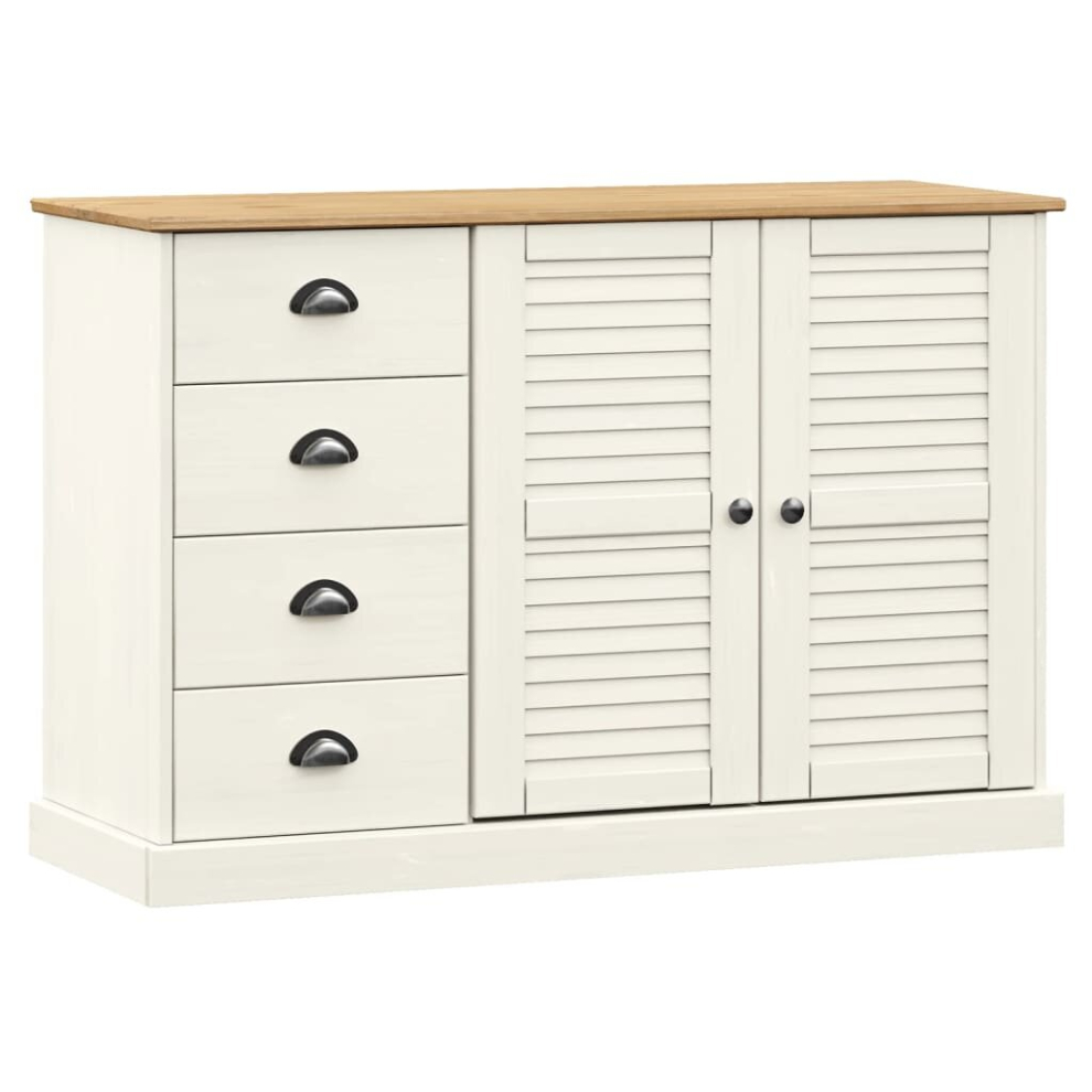 (white) vidaXL Sideboard Storage Cabinet Cupboard with Drawers VIGO Solid Wood Pine