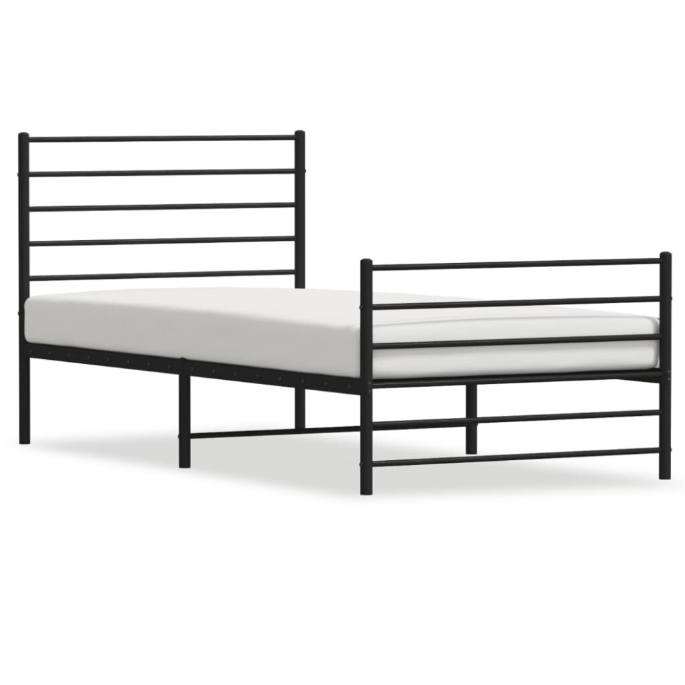 Vidaxl (Black, 100 X 190 Cm/With Headboard & Footboard) Metal Bed Frame With Headboard Bed Base Mattress Foundation Bedstead