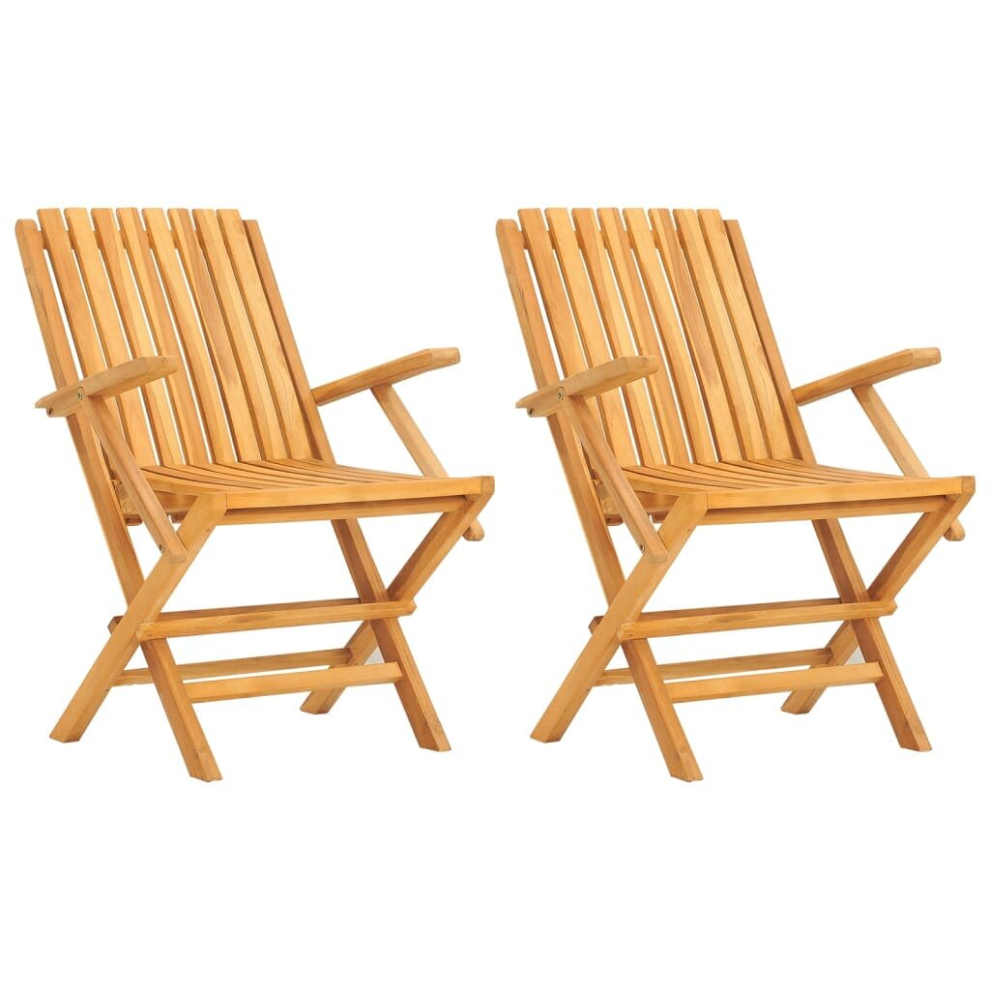 (2 pcs, with armrest) vidaXL Folding Garden Chairs Outdoor Chair Patio Wooden Chair Solid Wood Teak