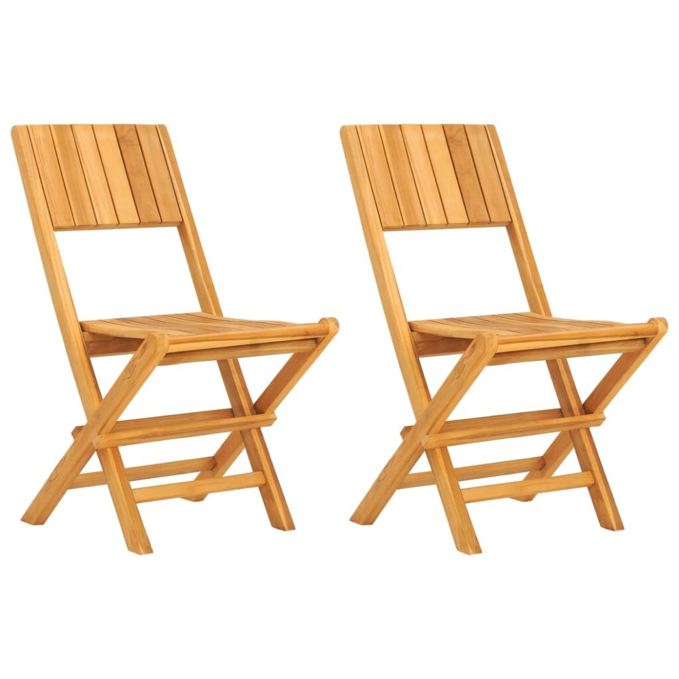 (2 pcs, without armrest) vidaXL Folding Garden Chairs Outdoor Chair Patio Wooden Chair Solid Wood Teak