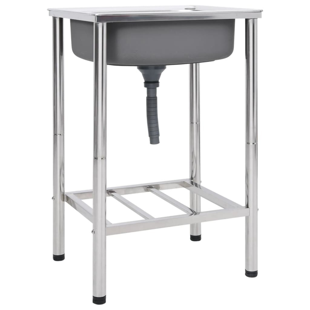 (55 x 45 x 18 cm) vidaXL Camping Sink Single Basin with Tap Stainless Steel Sink Multi Sizes