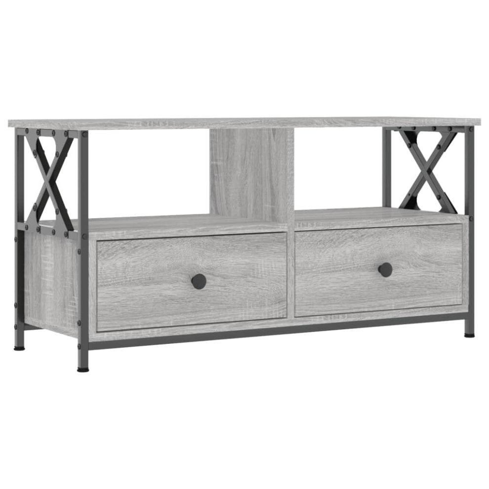 Vidaxl (Grey Sonoma, 90 X 33 X 45 Cm) Tv Cabinet Tv Unit Tv Console Hifi Cabinet Engineered Wood And Iron