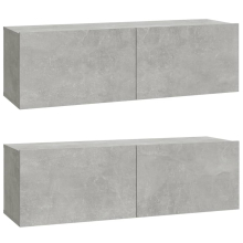 (concrete grey) vidaXL 2x Wall TV Cabinets Media Cabinet Sideboard TV Stand Engineered Wood