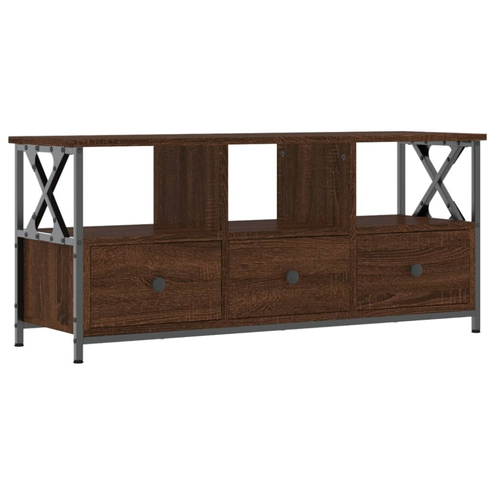 (brown oak, 102 x 33 x 45 cm) vidaXL TV Cabinet TV Unit TV Console Hifi Cabinet Engineered Wood and Iron