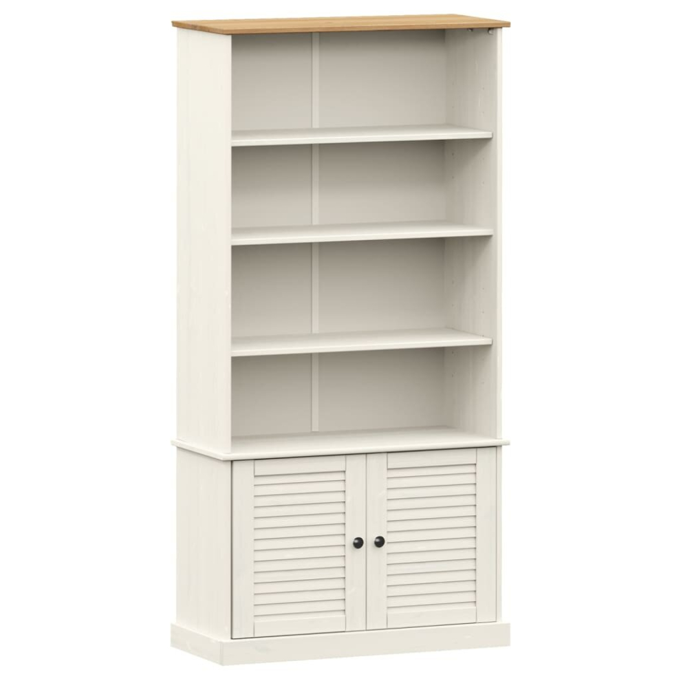 (white) vidaXL Bookcase Book Shelf Display Cabinet Highboard VIGO Solid Wood Pine