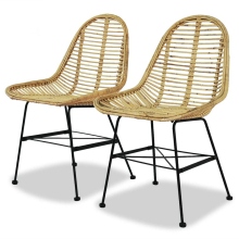 (Beige, 2) vidaXL 2/4/6x Dining Chairs Natural Rattan Kitchen Furniture Seat Beige/Black