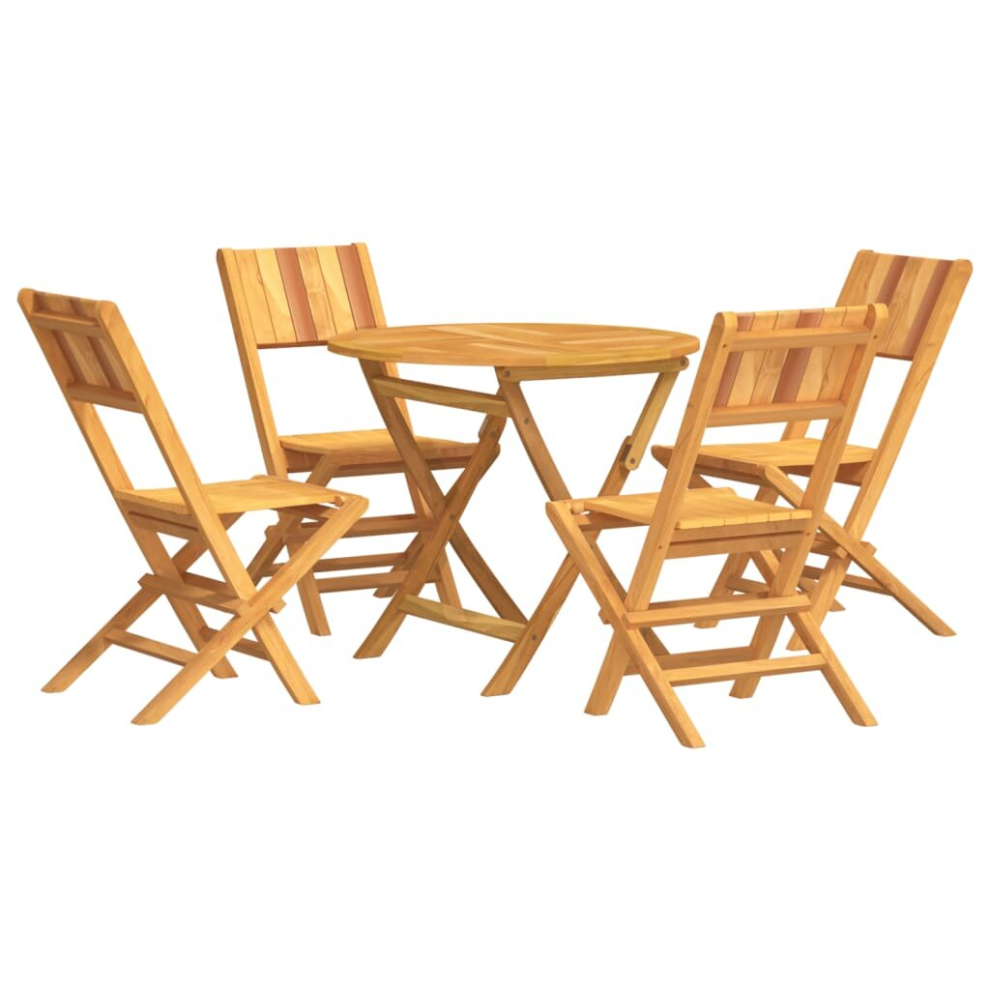 (round, without armrest) vidaXL Garden Dining Set Outdoor Table and Chairs 5 Piece Solid Wood Teak