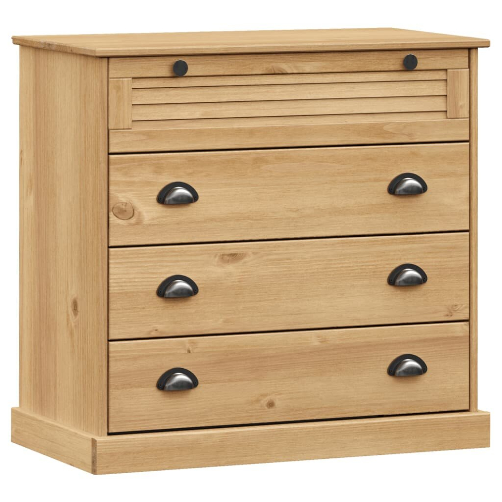 (brown) vidaXL Chest of Drawers Wooden Sideboard Storage Cabinet VIGO Solid Wood Pine