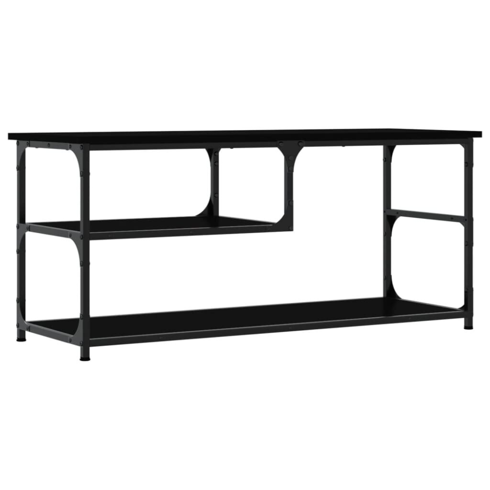 (black) vidaXL TV Cabinet TV Unit TV Stand Media Cabinet Engineered Wood and Steel