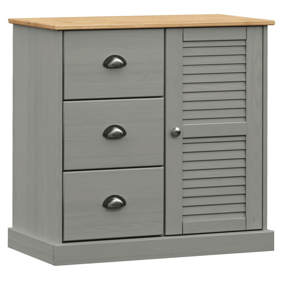 (grey) vidaXL Sideboard Storage Cabinet Cupboard with Drawers VIGO Solid Wood Pine