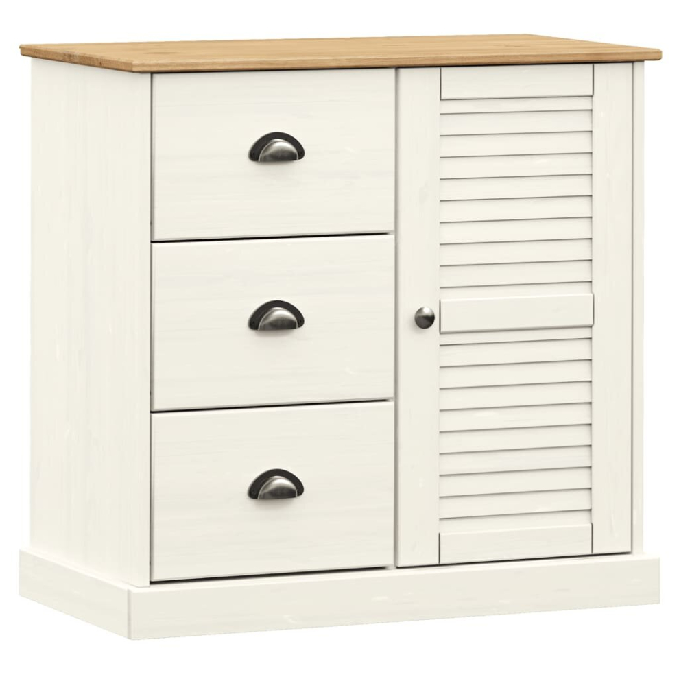 (white) vidaXL Sideboard Storage Cabinet Cupboard with Drawers VIGO Solid Wood Pine