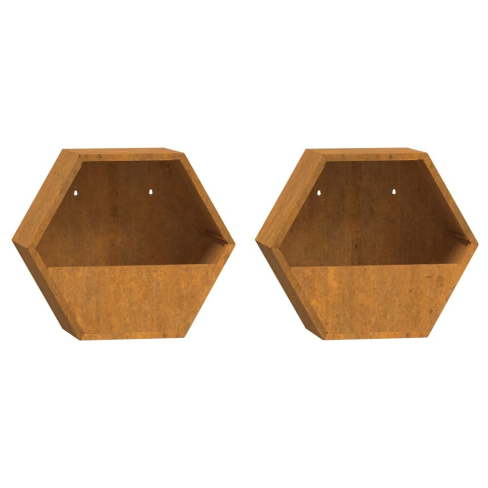 (30 x 10 x 25 cm) vidaXL Wall Planters Decor Hanging Flower Plant Pot 2 pcs Rusty Corten Steel