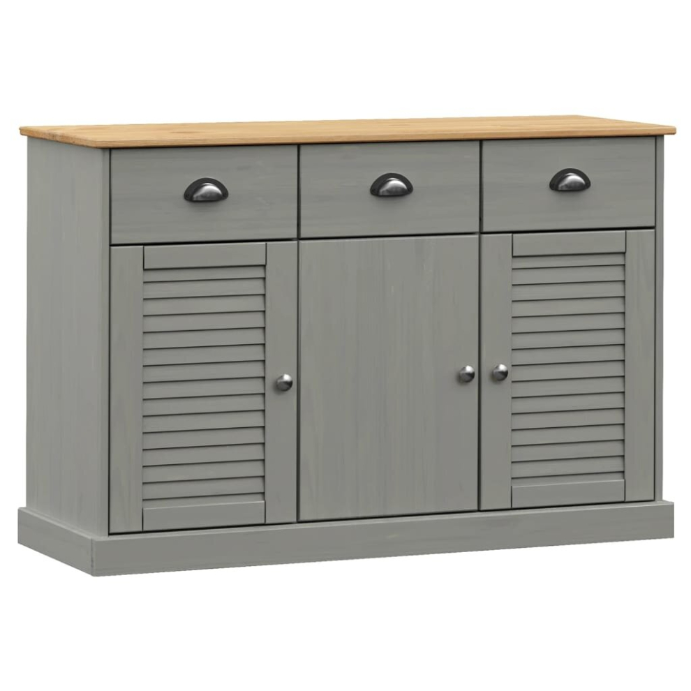 Vidaxl (Grey) Sideboard Storage Cabinet Cupboard With Drawers Vigo Solid Wood Pine Grey