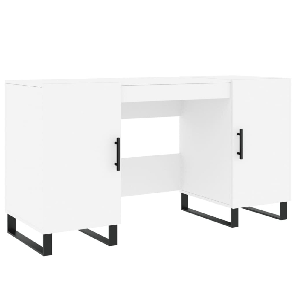 (white) vidaXL Desk Computer Desk Writing Table Office Table Work Desk Engineered Wood