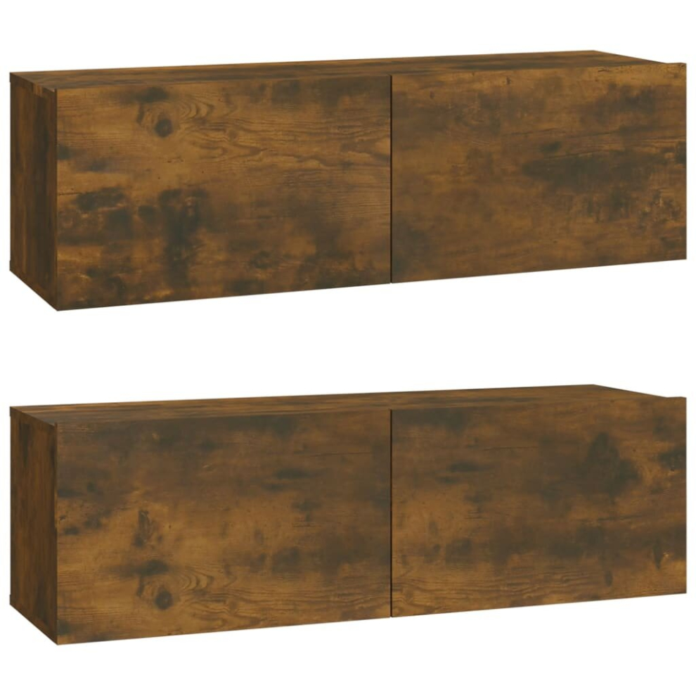 Vidaxl (Smoked Oak) 2X Wall Tv Cabinets Media Cabinet Sideboard Tv Stand Engineered Wood