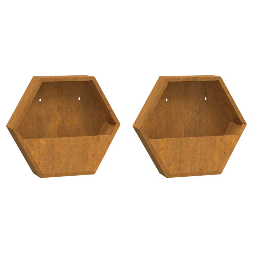 (46 x 10 x 40 cm) vidaXL Wall Planters Decor Hanging Flower Plant Pot 2 pcs Rusty Corten Steel