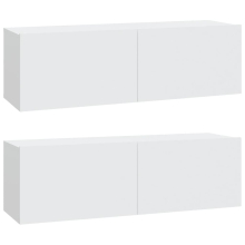 (white) vidaXL 2x Wall TV Cabinets Media Cabinet Sideboard TV Stand Engineered Wood