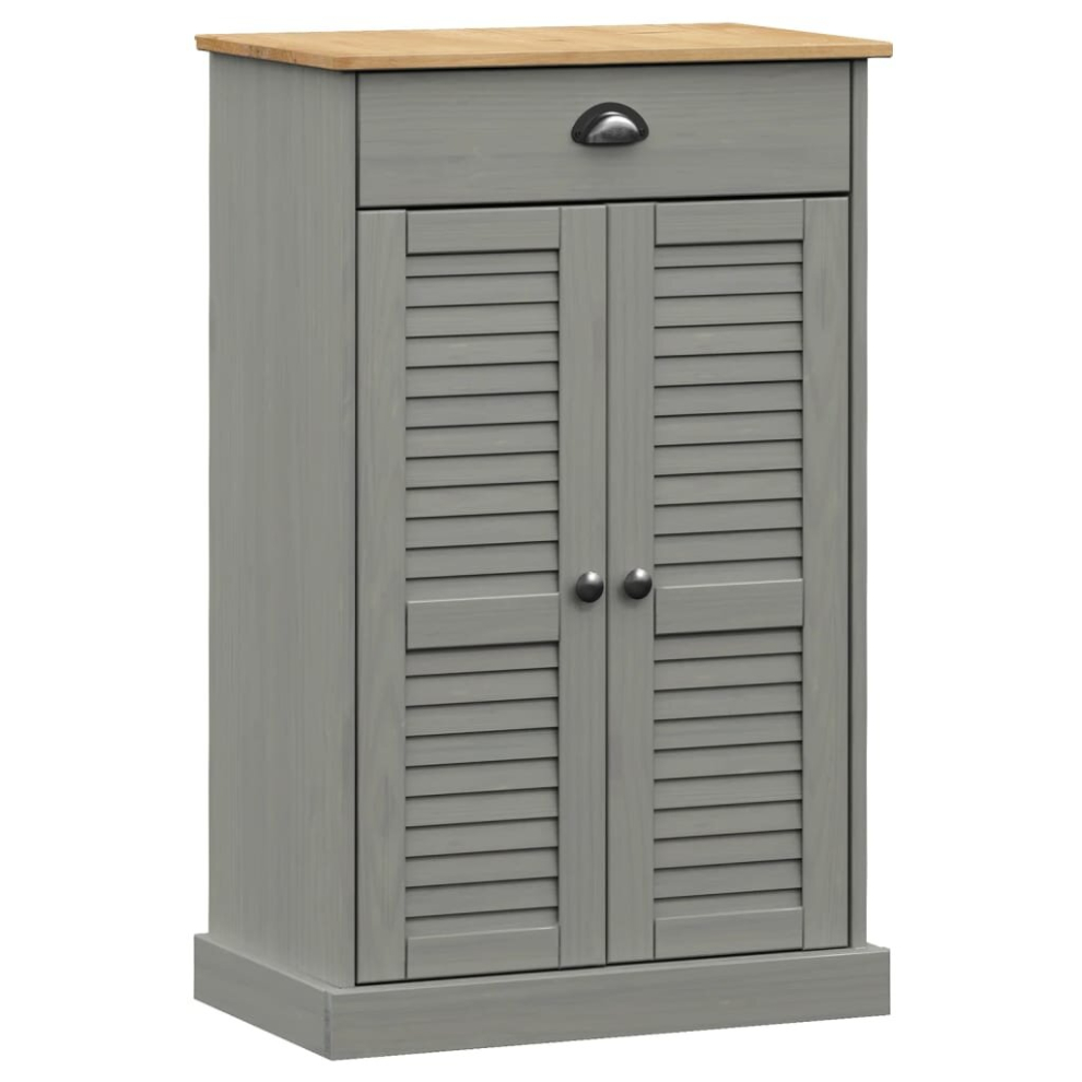 (grey) vidaXL Shoe Cabinet Shoe Storage Shoe Rack Shoe Cupboard VIGO Solid Wood Pine