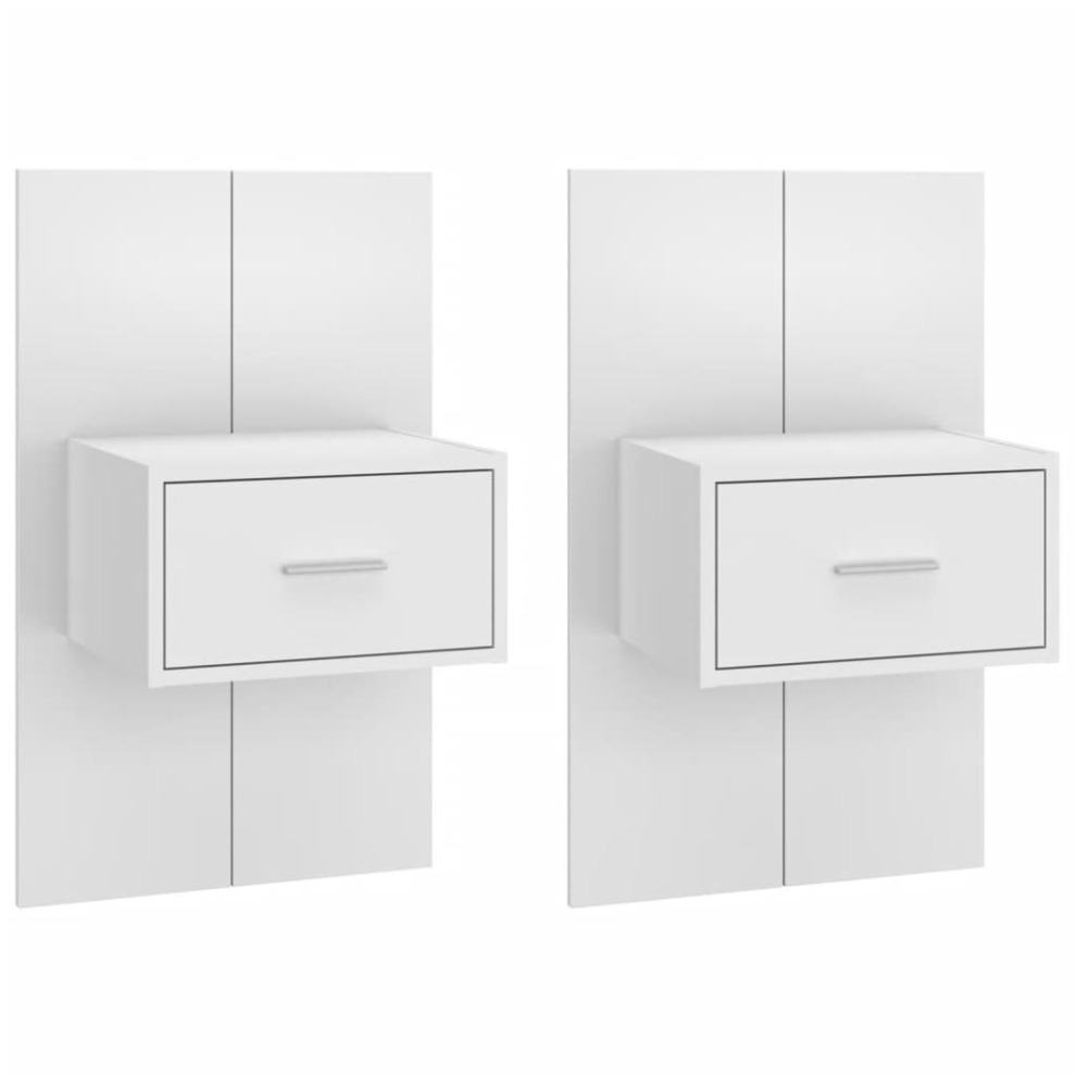 Vidaxl (White, 2) Wall Bedside Cabinet Floating Nightstand Bedside Unit Hanging Cabinet
