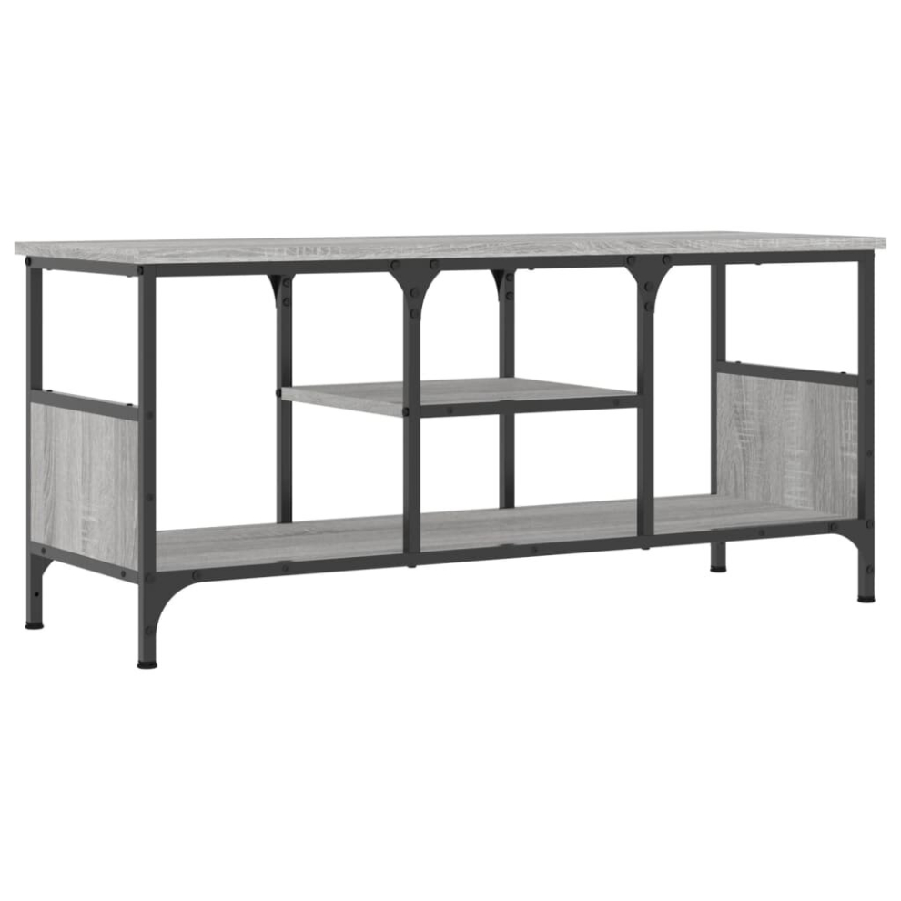 (grey sonoma, 100 x 35 x 45 cm) vidaXL TV Cabinet TV Unit TV Console Hifi Cabinet Engineered Wood and Iron