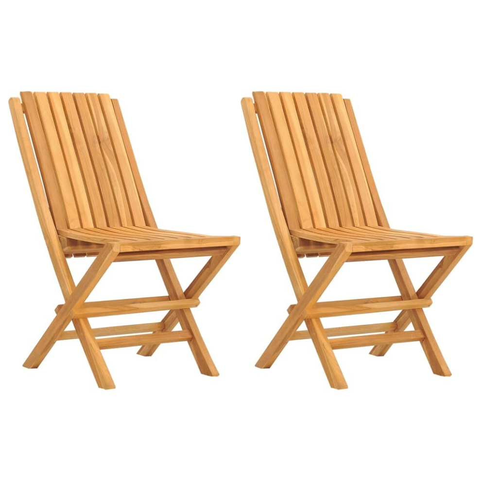 (2 pcs, without armrest) vidaXL Folding Garden Chairs Outdoor Chair Patio Wooden Chair Solid Wood Teak