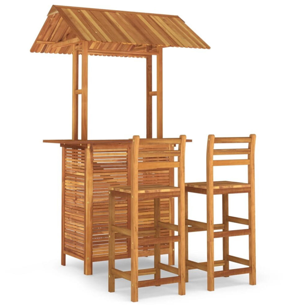 Vidaxl (3/Bar Chairs With Backrest) Solid Wood Acacia Garden Bar Set Table Bar Stool Multi Models 3/5 Piece