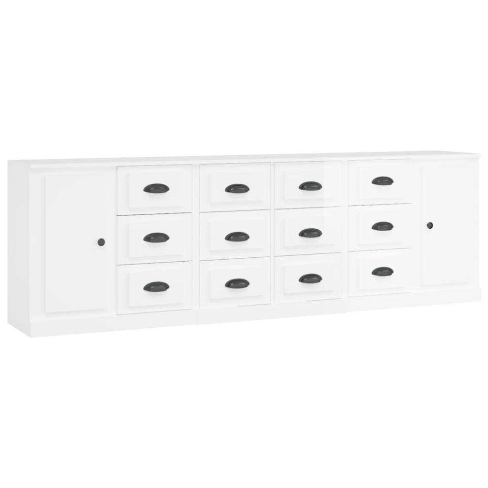 (high gloss white) vidaXL Sideboards Storage Cabinet Cupboard Highboard 3 pcs Engineered Wood