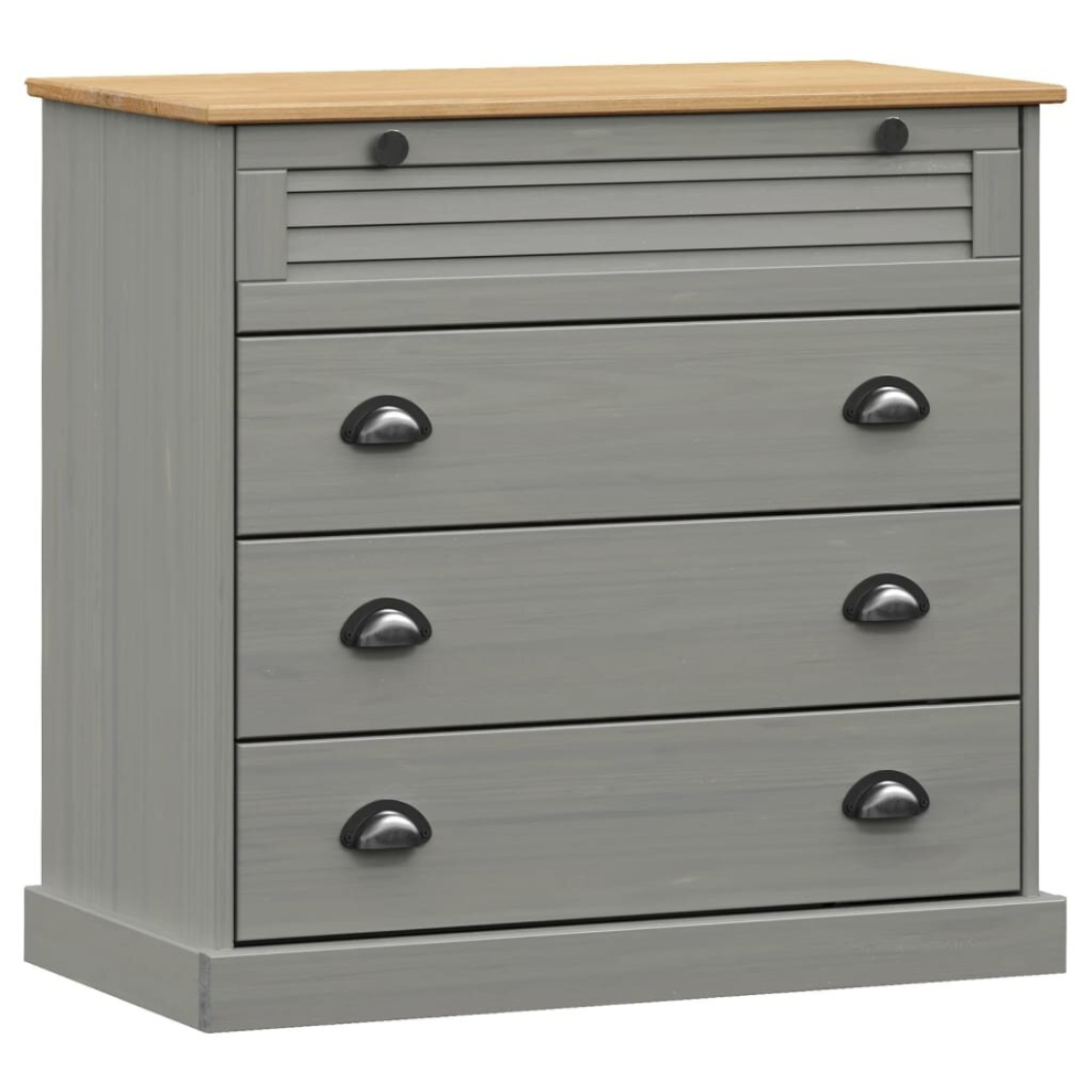 (grey) vidaXL Chest of Drawers Wooden Sideboard Storage Cabinet VIGO Solid Wood Pine