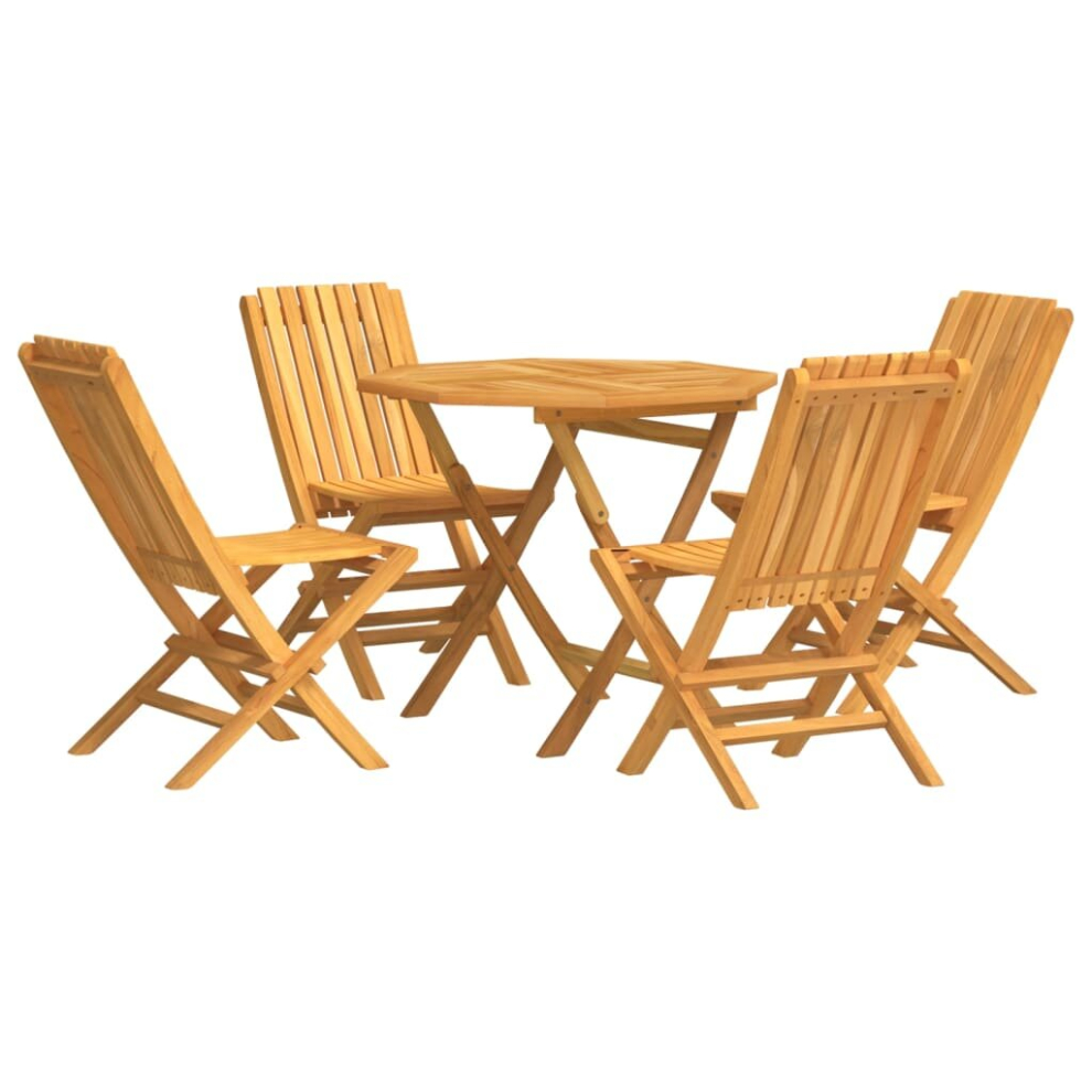 (octagon, without armrest) vidaXL Garden Dining Set Outdoor Table and Chairs 5 Piece Solid Wood Teak