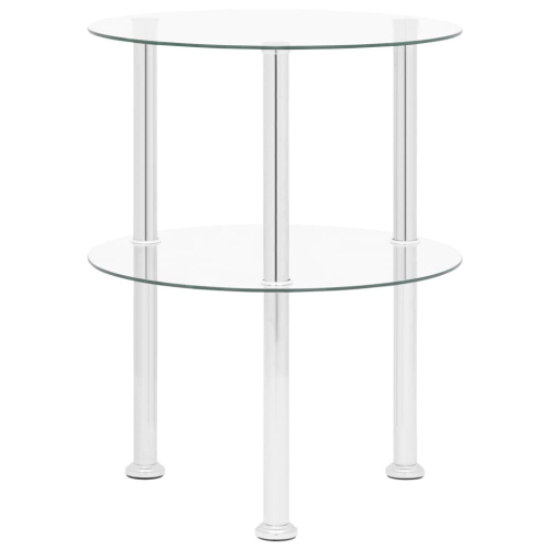VidaXL vidaXL 2-Tier Side Table Transparent Tempered Glass Home Accent Couch Table 1