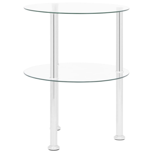 VidaXL vidaXL 2-Tier Side Table Transparent Tempered Glass Home Accent Couch Table 2