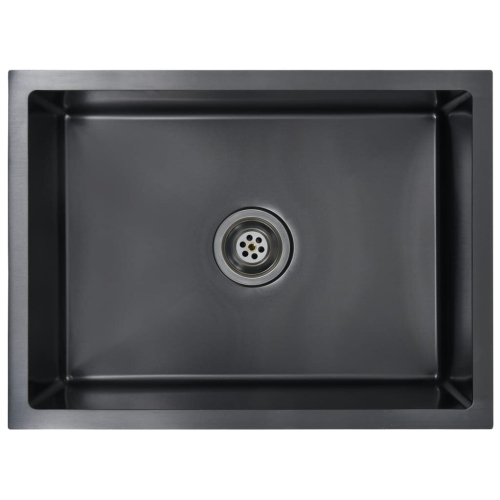 VidaXL vidaXL Handmade Kitchen Sink Black Stainless Steel Under-mount Kitchen Basin 2