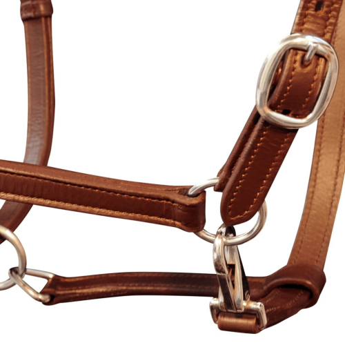 VidaXL vidaXL Headcollar Stable Halter Adjustable Brown Full Real Leather Horse Tack 1