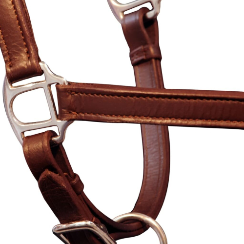 VidaXL vidaXL Headcollar Stable Halter Adjustable Brown Full Real Leather Horse Tack 2